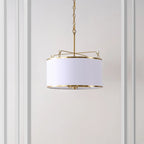 Suspension Magdalini 3 lumières SAFAVIEH Lighting - 45,7 x 45,7 x 58,3 cm - avec diamètre et hauteur - Laiton/Blanc - 45,7 x 45,7 x 208,3 cm