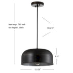 Suspension LED grise réglable Vildan de SAFAVIEH Lighting (1 lumière) - Dimensions : 12,1 x 12,1 x 7,5 à 79,5 cm - Peinture grise - Dimensions : 12 x 12 x 80 cm (L x P x H)