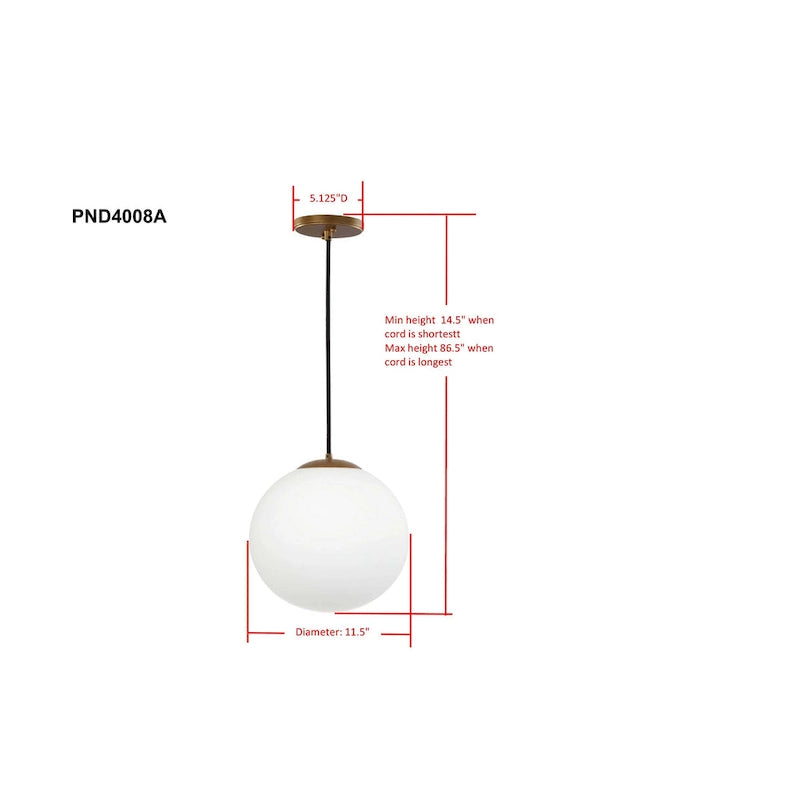 Suspension Kyousuke de SAFAVIEH Lighting, réglable, 1 lumière, en laiton - 11,5 x 11,5 x 14,5-86,5 cm - Or - 12 cm (L) x 12 cm (P) x 87 cm (H)