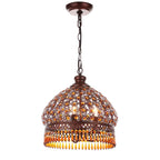SAFAVIEH Lighting Rosanda 3-Light Bronze Beaded Adjustable Pendant Lamp - 13.5 x13.5 x18.25-90.25 