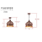 Suspension réglable Rosanda à 3 lumières en bronze à perles de SAFAVIEH Lighting - 13,5 x 13,5 x 18,25-90,25