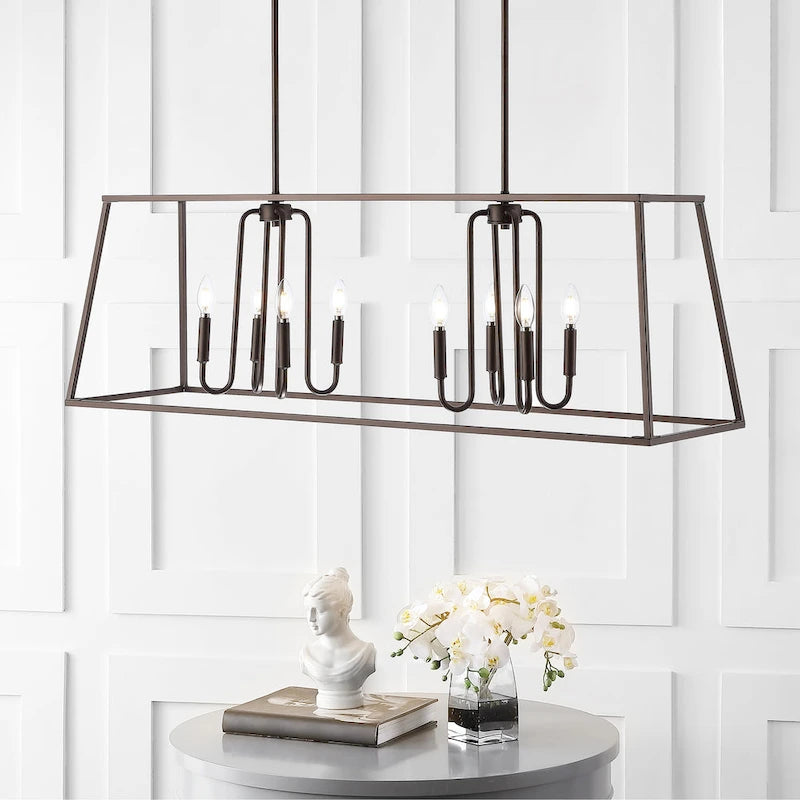 SAFAVIEH Lighting Nural 8-light Pendant - 49 x14 x24-54  - Oil Rubbed Bronze (Black) - 49Wx14Dx54H