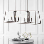 Suspension SAFAVIEH Lighting Nural à 8 lumières - 49 x 14 x 24-54 - Bronze huilé (noir) - 49 cm (L) x 14 cm (P) x 54 cm (H)