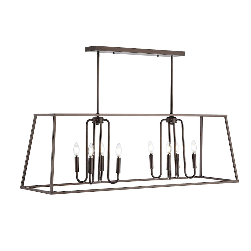 Suspension SAFAVIEH Lighting Nural à 8 lumières - 49 x 14 x 24-54 - Bronze huilé (noir) - 49 cm (L) x 14 cm (P) x 54 cm (H)