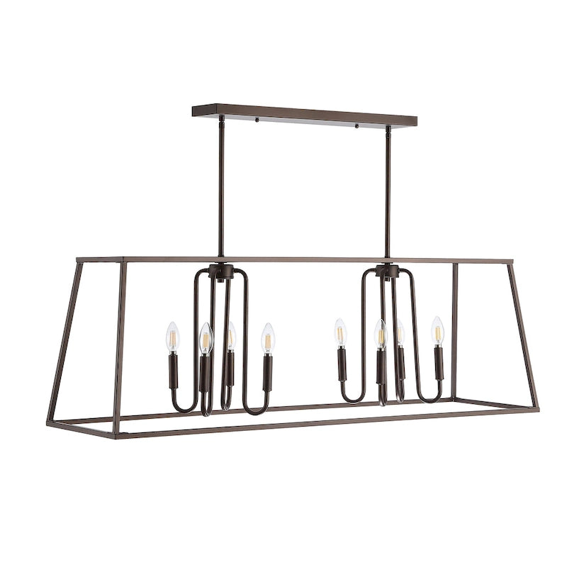 Suspension SAFAVIEH Lighting Nural à 8 lumières - 49 x 14 x 24-54 - Bronze huilé (noir) - 49 cm (L) x 14 cm (P) x 54 cm (H)