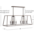 Suspension SAFAVIEH Lighting Nural à 8 lumières - 49 x 14 x 24-54 - Bronze huilé (noir) - 49 cm (L) x 14 cm (P) x 54 cm (H)