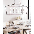 Suspension Anta 6 lumières de SAFAVIEH Lighting - 49 x 15 x 29,25-101,25 - Bronze huilé (noir) - 49 cm (L) x 15 cm (P) x 101 cm (H)
