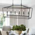Suspension Anta 6 lumières de SAFAVIEH Lighting - 49 x 15 x 29,25-101,25 - Bronze huilé (noir) - 49 cm (L) x 15 cm (P) x 101 cm (H)