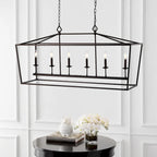 Suspension Anta 6 lumières de SAFAVIEH Lighting - 49 x 15 x 29,25-101,25 - Bronze huilé (noir) - 49 cm (L) x 15 cm (P) x 101 cm (H)