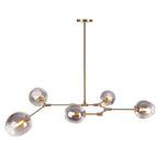 Suspension SAFAVIEH Lighting Cosima à 5 lumières, ampoules Edison, couleur grège - 53,5 x 32 x 45 cm - Laiton doré/Gris fumé - 54 x 32 x 45 cm (L x P x H)