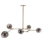 Suspension SAFAVIEH Lighting Cosima à 5 lumières, ampoules Edison, couleur grège - 53,5 x 32 x 45 cm - Laiton doré/Gris fumé - 54 x 32 x 45 cm (L x P x H)
