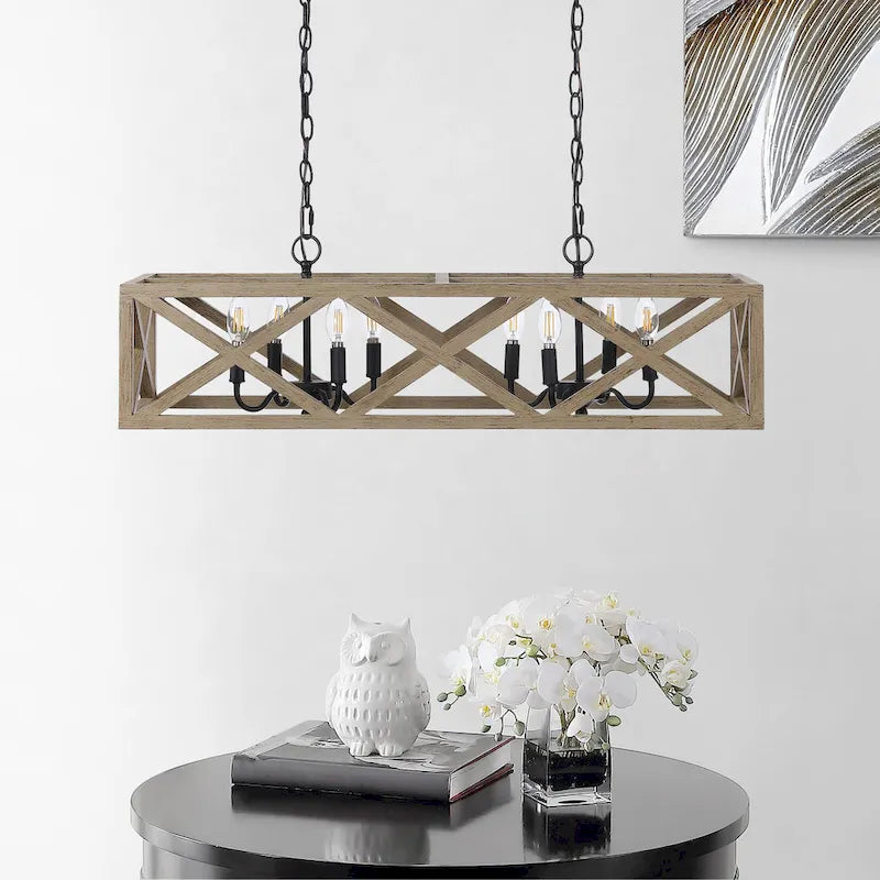 Suspension Naziha de SAFAVIEH Lighting - 13 x 36 x 15,5-87,5 - Noir - 36 cm (L) x 13 cm (P) x 64 cm (H)
