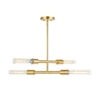 Suspension Mackenzie 4 lumières SAFAVIEH Lighting - 32 x 5 x 15-45 - avec profondeur/hauteur - Laiton/Transparent - 32L x 5P x 45H