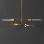 Suspension Mackenzie 4 lumières SAFAVIEH Lighting - 32 x 5 x 15-45 - avec profondeur/hauteur - Laiton/Transparent - 32L x 5P x 45H