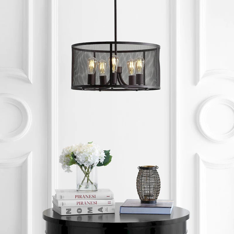 SAFAVIEH Lighting Lutetia Adjustable 5-Light Led Brass Pendant - 20 x20 x13.5-43.5  - Dark Grey - 20Wx20Dx44H