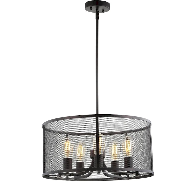 Suspension LED réglable à 5 lumières SAFAVIEH Lighting Lutetia en laiton - 20 x 20 x 13,5-43,5 cm - Gris foncé - 20 x 20 x 44 cm