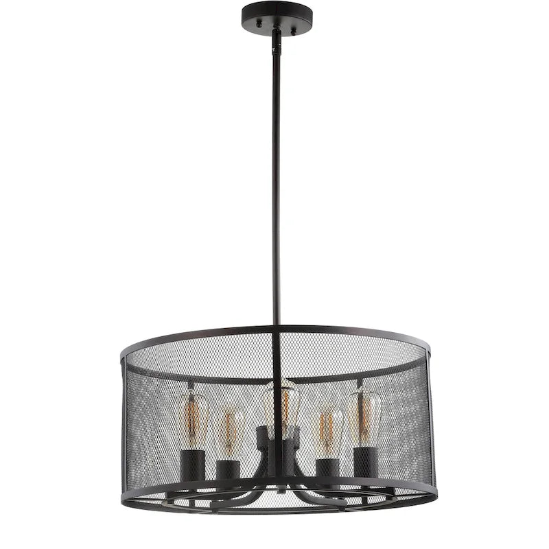 Suspension LED réglable à 5 lumières SAFAVIEH Lighting Lutetia en laiton - 20 x 20 x 13,5-43,5 cm - Gris foncé - 20 x 20 x 44 cm