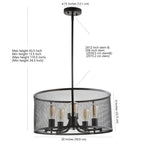 Suspension LED réglable à 5 lumières SAFAVIEH Lighting Lutetia en laiton - 20 x 20 x 13,5-43,5 cm - Gris foncé - 20 x 20 x 44 cm