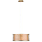 Suspension tambour réglable Kellee de SAFAVIEH Lighting, 3 lumières, dorée - 45,7 x 45,7 x 23,5-114,9 cm - Or antique - 45,7 x 45,7 x 114,3 cm