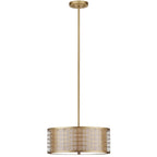 Suspension tambour réglable Kellee de SAFAVIEH Lighting, 3 lumières, dorée - 45,7 x 45,7 x 23,5-114,9 cm - Or antique - 45,7 x 45,7 x 114,3 cm