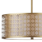 Suspension tambour réglable Kellee de SAFAVIEH Lighting, 3 lumières, dorée - 45,7 x 45,7 x 23,5-114,9 cm - Or antique - 45,7 x 45,7 x 114,3 cm