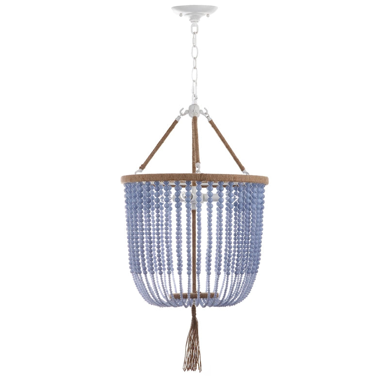 Suspension réglable à 3 lumières Angie Blue Evdokija de SAFAVIEH Lighting - 18 x 18 x 35,5 cm - 107,5 cm - 18 cm L x 18 cm P x 108 cm H