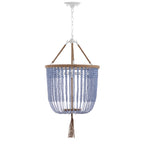 Suspension réglable à 3 lumières Angie Blue Evdokija de SAFAVIEH Lighting - 18 x 18 x 35,5 cm - 107,5 cm - 18 cm L x 18 cm P x 108 cm H