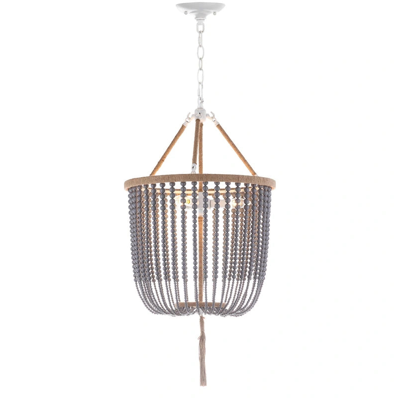 Suspension réglable à 3 lumières Angie Blue Evdokija de SAFAVIEH Lighting - 18 x 18 x 35,5 cm - 107,5 cm - 18 cm L x 18 cm P x 108 cm H
