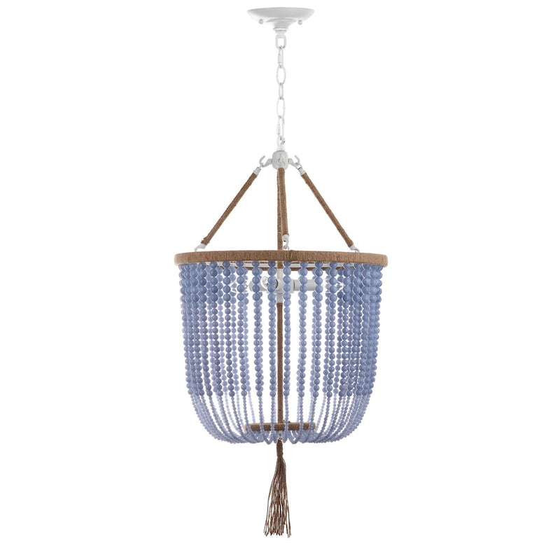 Suspension réglable à 3 lumières Angie Blue Evdokija de SAFAVIEH Lighting - 18 x 18 x 35,5 cm - 107,5 cm - 18 cm L x 18 cm P x 108 cm H