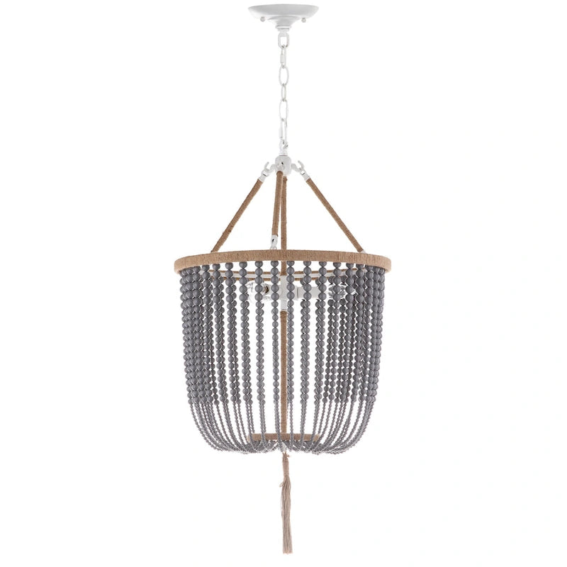 Suspension réglable à 3 lumières Angie Blue Evdokija de SAFAVIEH Lighting - 18 x 18 x 35,5 cm - 107,5 cm - 18 cm L x 18 cm P x 108 cm H