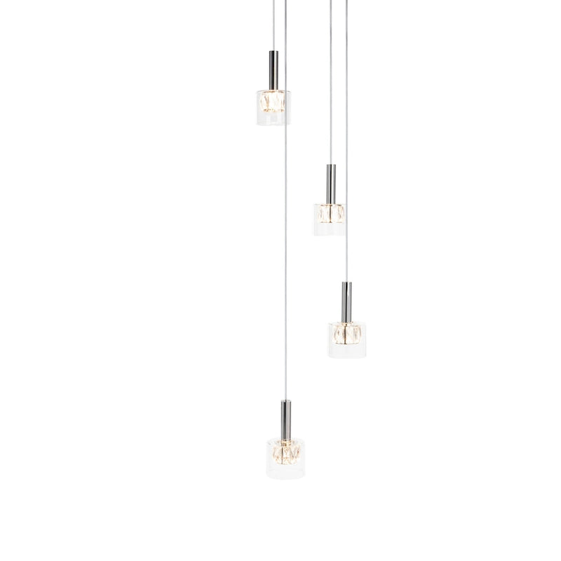 Suspension Shakila de SAFAVIEH Lighting - 15,3 x 15,3 x 52,28-82,28 cm - Argent/Verre - 15 cm (L) x 15 cm (P) x 82 cm (H)