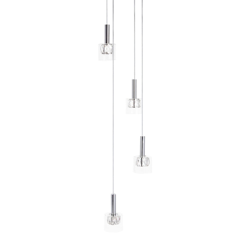 Suspension Shakila de SAFAVIEH Lighting - 15,3 x 15,3 x 52,28-82,28 cm - Argent/Verre - 15 cm (L) x 15 cm (P) x 82 cm (H)
