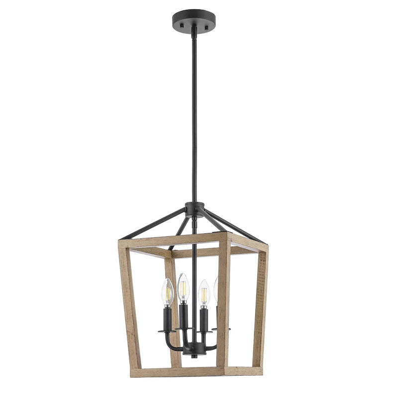 SAFAVIEH Lighting Samin Pendant - 12  W x 12  D x 26.8-56.8  H - Black/Natural - 12Wx12Dx57H
