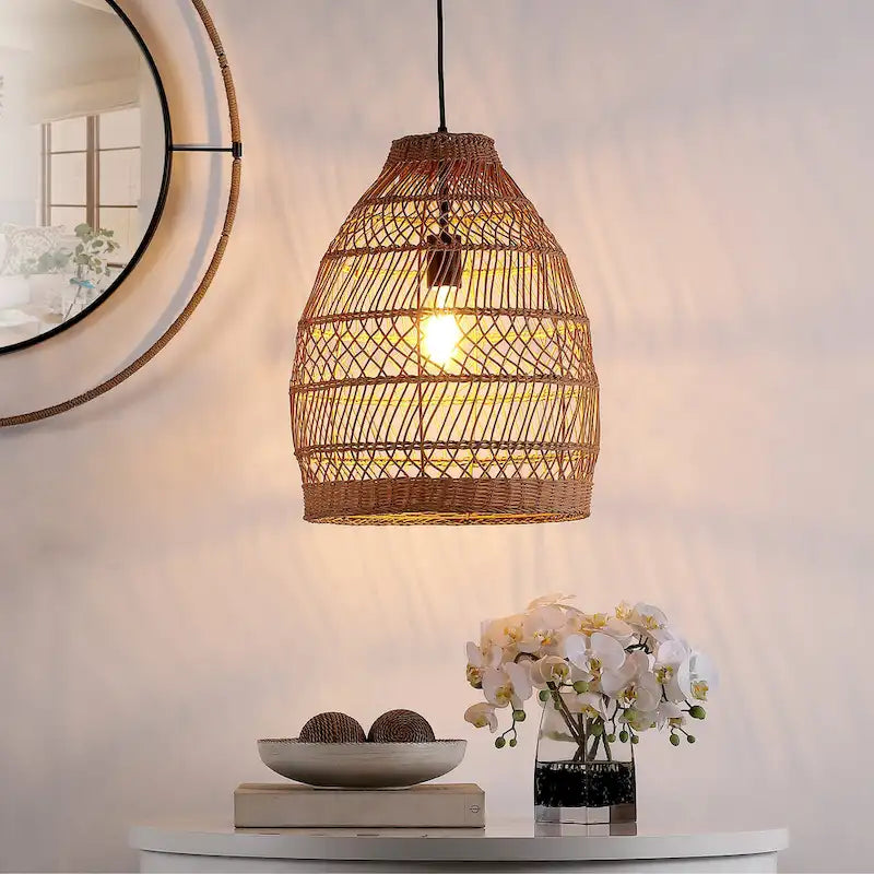 SAFAVIEH Lighting Wieke 15-inch Pendant - 15  W x 15  D x 19-199  H - Natural - 15Wx15Dx199H