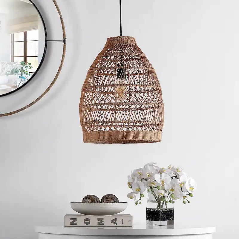 Suspension Wieke 15 pouces de SAFAVIEH Lighting - 15 po L x 15 po P x 19-199 po H - Naturel - 15 po L x 15 po P x 199 po H
