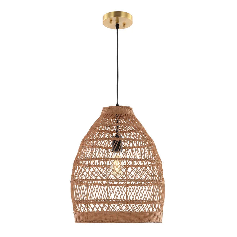 Suspension Wieke 15 pouces de SAFAVIEH Lighting - 15 po L x 15 po P x 19-199 po H - Naturel - 15 po L x 15 po P x 199 po H