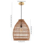 Suspension Wieke 15 pouces de SAFAVIEH Lighting - 15 po L x 15 po P x 19-199 po H - Naturel - 15 po L x 15 po P x 199 po H