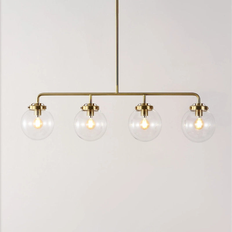 SAFAVIEH Lighting Tuija 34  Rustic Pendant (4-Bulb) - 6  W x 34  D x 49  H - Brass Gold/Clear - 6Wx34Dx49H