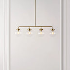 Suspension rustique Tuija 34 de SAFAVIEH Lighting (4 ampoules) - 6 cm L x 34 cm P x 49 cm H - Laiton doré/transparent - 6 cm L x 34 cm P x 49 cm H