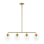 Suspension rustique Tuija 34 de SAFAVIEH Lighting (4 ampoules) - 6 cm L x 34 cm P x 49 cm H - Laiton doré/transparent - 6 cm L x 34 cm P x 49 cm H