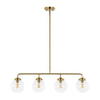 Suspension rustique Tuija 34 de SAFAVIEH Lighting (4 ampoules) - 6 cm L x 34 cm P x 49 cm H - Laiton doré/transparent - 6 cm L x 34 cm P x 49 cm H