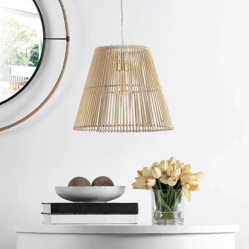 Suspension SAFAVIEH Lighting Egne 37 cm (14,5 po) - 38 cm (15 po) L x 38 cm (15 po) P x 30-49 cm (12-192 po) H - Naturel - 38 cm (15 po) L x 38 cm (15 po) P x 49 cm (192 po) H