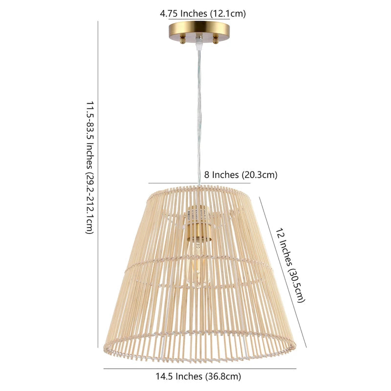 Suspension SAFAVIEH Lighting Egne 37 cm (14,5 po) - 38 cm (15 po) L x 38 cm (15 po) P x 30-49 cm (12-192 po) H - Naturel - 38 cm (15 po) L x 38 cm (15 po) P x 49 cm (192 po) H