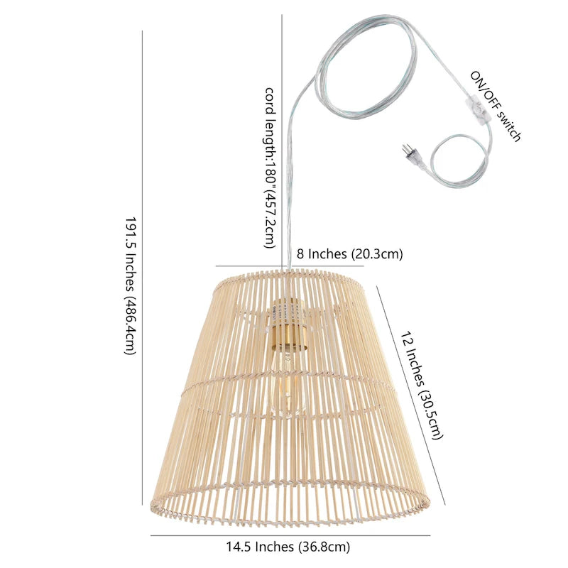 Suspension SAFAVIEH Lighting Egne 37 cm (14,5 po) - 38 cm (15 po) L x 38 cm (15 po) P x 30-49 cm (12-192 po) H - Naturel - 38 cm (15 po) L x 38 cm (15 po) P x 49 cm (192 po) H