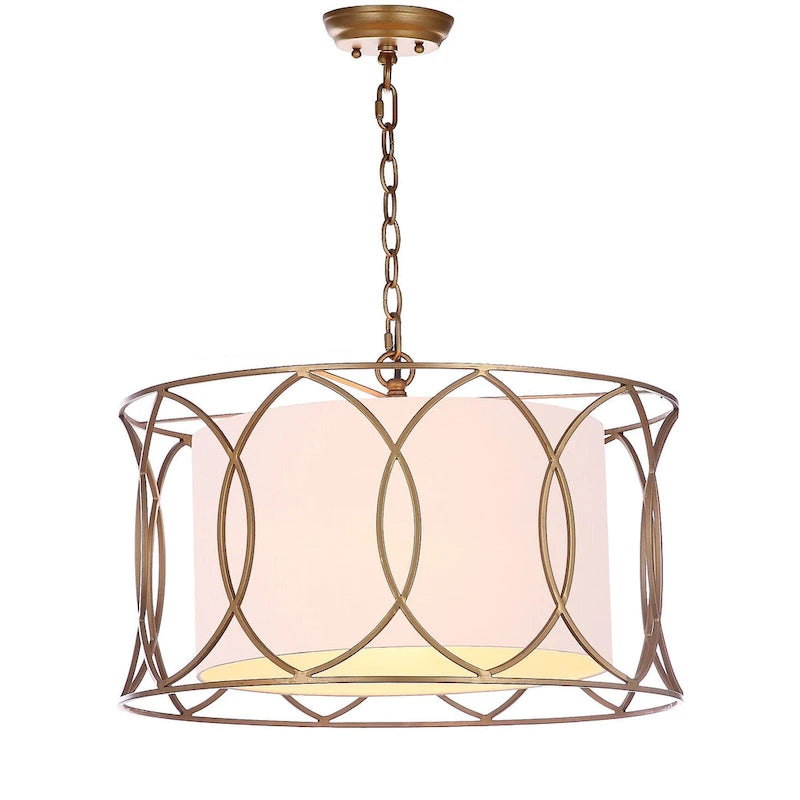 Suspension réglable SAFAVIEH Lighting Evisa dorée - 21,5 x 21,5 x 17-89 cm (L x P x H)