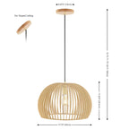 Suspension extensible Sinela de SAFAVIEH Lighting - 45,7 cm L x 45,7 cm P x 33-183 cm H - Naturel - 45,7 cm L x 45,7 cm P x 183 cm H