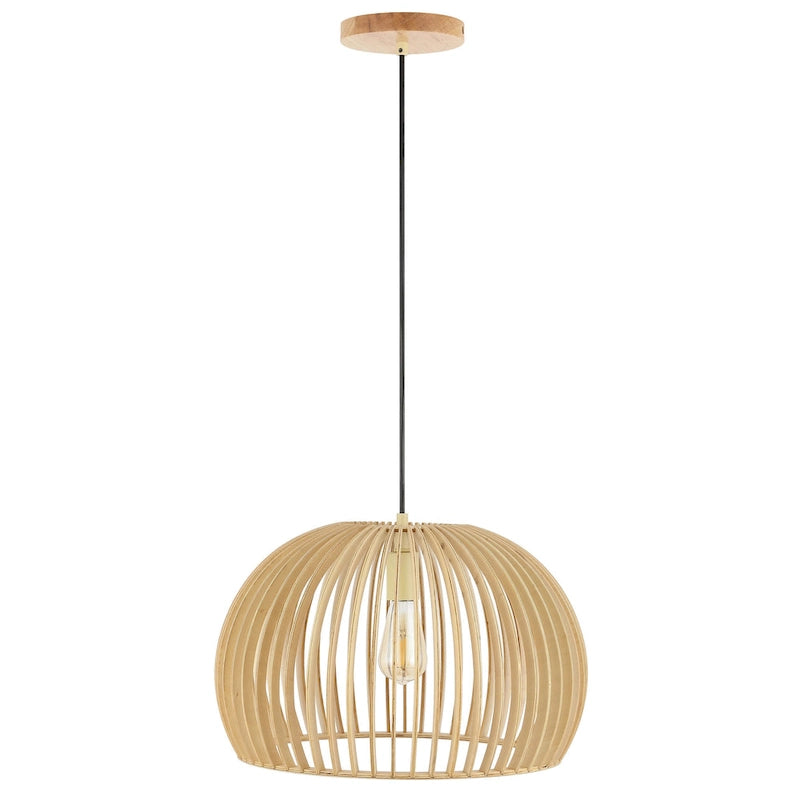 Suspension extensible Sinela de SAFAVIEH Lighting - 45,7 cm L x 45,7 cm P x 33-183 cm H - Naturel - 45,7 cm L x 45,7 cm P x 183 cm H