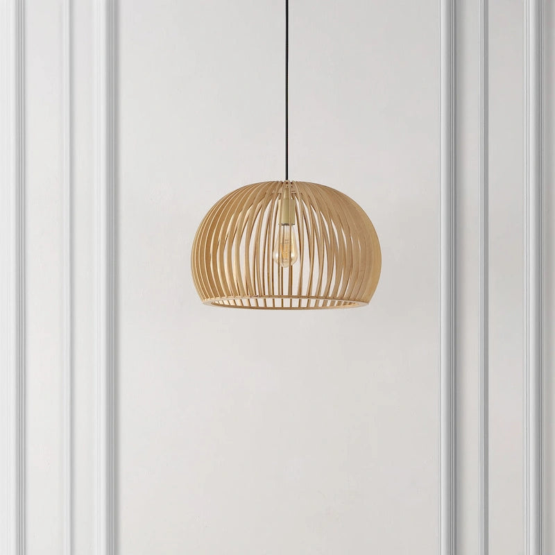 Suspension extensible Sinela de SAFAVIEH Lighting - 45,7 cm L x 45,7 cm P x 33-183 cm H - Naturel - 45,7 cm L x 45,7 cm P x 183 cm H