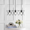 SAFAVIEH Lighting Cyndie Adjustable 3-Light Led Black Pendant - 24 x8.5 x10.3-82.3  - 24Wx9Dx82H