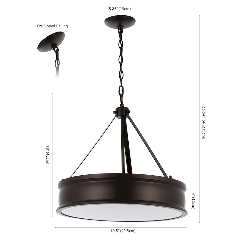Suspension Torbjorg 4 lumières de SAFAVIEH Lighting, 4 lumières, 49,5 cm (19,5 po) - 51 cm (20 po) L x 51 cm (20 po) P x 57-24 cm (22-94 po) H - Bronze huilé